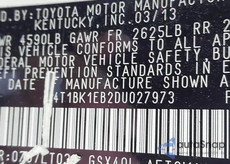 2013 Toyota Avalon Xle Touring from USA, damaged, VIN 4T1BK1EB2DU027973